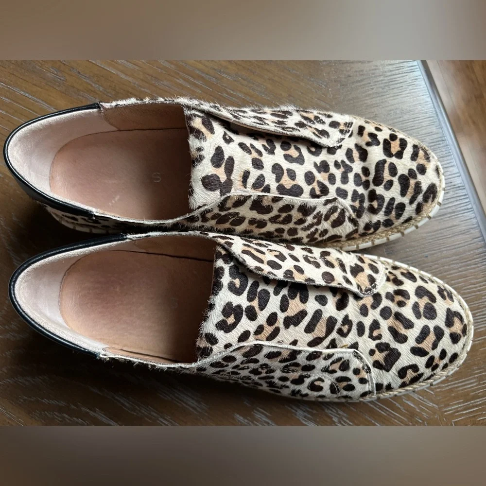 Anthropologie J Slides Leopard Print Leather Slip On Shoes Size 7.5 - Picture 3 of 11